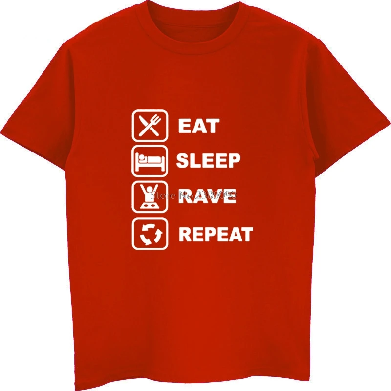 Футболка хлопковая с коротким рукавом и надписью Eat Sleep Rave Repeat | Мужская одежда