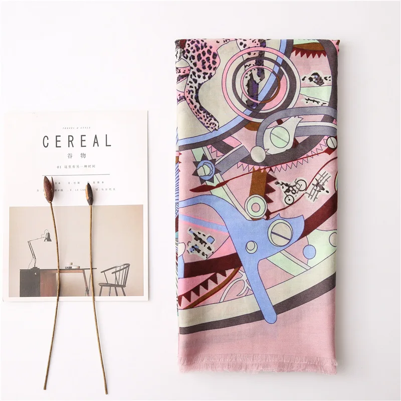 Шарф женский 2020 Бохо длинный винтажный розовый принт хиджаб шарф зима Осень