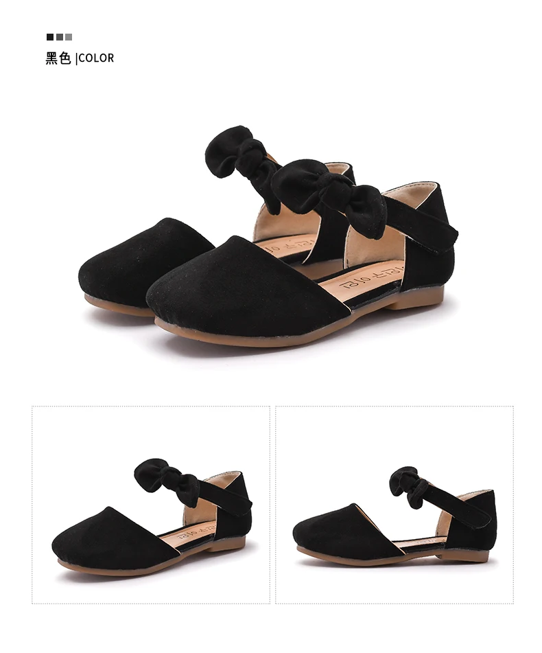 

JY Children Girls Nubuck Leather Shoes Flat Bean Casual Princess 26-36 Red Black Pink TB02