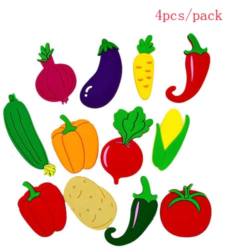 4 pcs vegetables 16/10/3 шт. холодильник магнитный Сувенир 3d Животные автомобили овощи, фрукты магниты для холодильника магнит на холодильник декор для детей - Цвет: 4 pcs vegetables