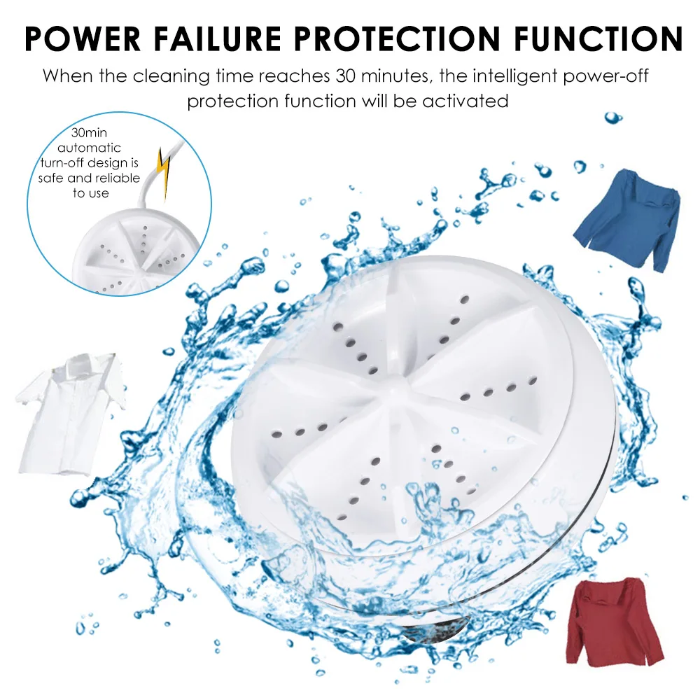 

2 in 1 Portable Mini Washing Machine Ultrasonic Washer with USB Cable Convenient for Travel Business Trip