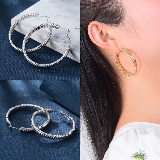 Metal silver hoop Винтаж корейской моды Chic серебро большой обруч серьги Kpop цирконий жемчуг длинные кисточки серьги для женщин заявление свадьба - Окраска металла: Metal silver hoop