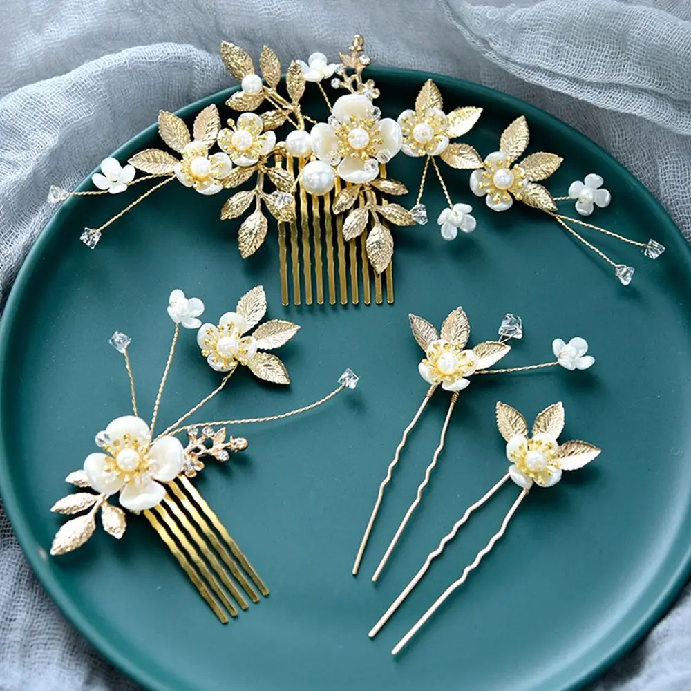 

Bridal Pearl Hair Comb Wedding Accessories Rhinestone Flower Wedding Hair Sticks Jewelry Wedding Hair Ornaments Bridal Headdress