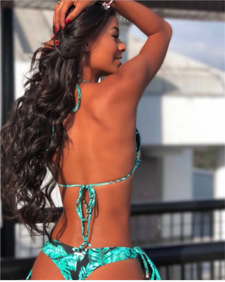 

Women Swimsuit Floral Bikinis Set Backless Separate Swimwear Tassel Bathing Suits Summer Beach Wear Sling Print Biquinis Female