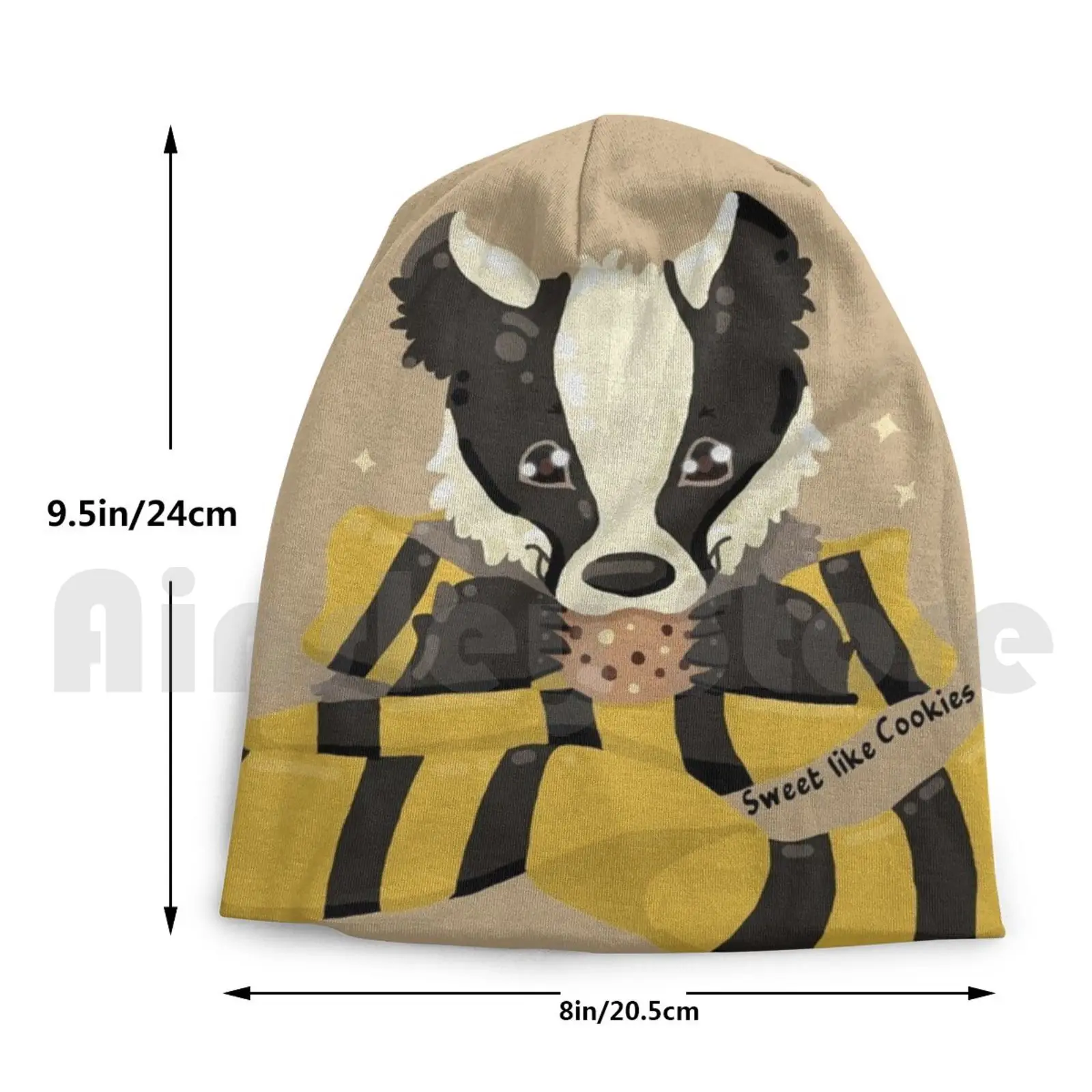 

Sweet Badger Beanies Knit Hat Hip Hop Animal Badger Fantastic Friendly Sweet Smile Happy Eat Eating Black White