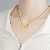 personalized pull out envelope shape pendant necklace customize text photo inside gold silver color elegant women jewelry gift