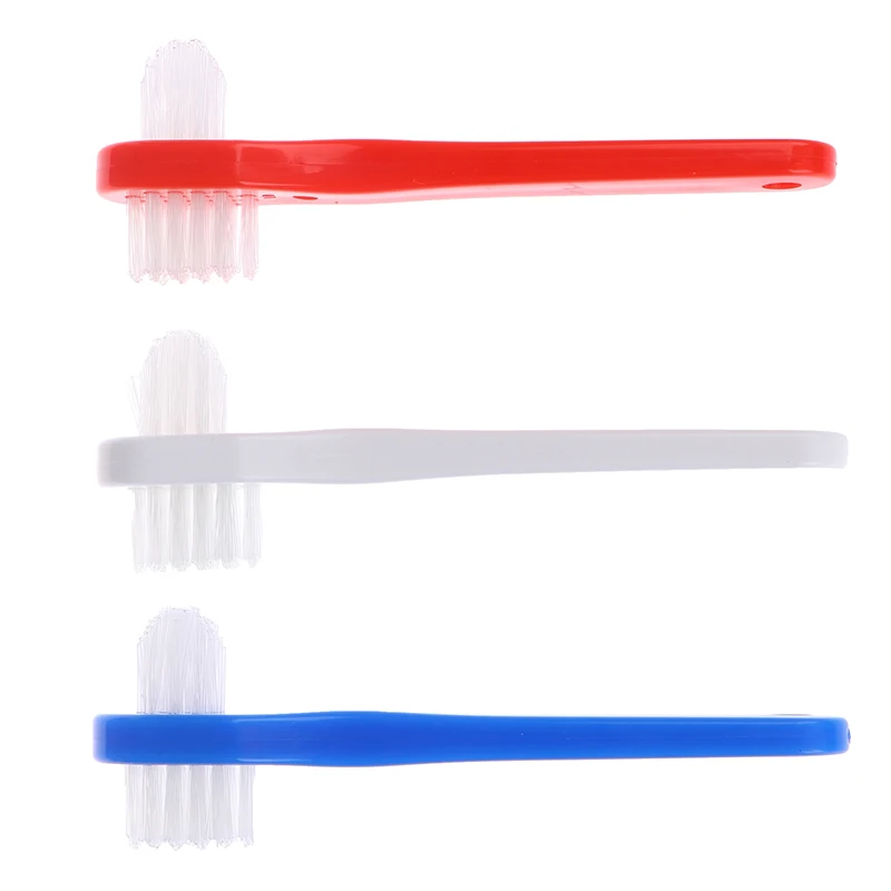 

T-shape Denture Dedicated Brush Toothbrush Dual Head False Teeth Brushes Cleaner