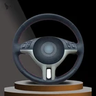 Черная искусственная кожа Мужская прошитая вручную чехол рулевого колеса автомобиля для BMW E39 E46 325i E53 X5