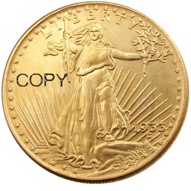 США 1933$20 доллар Святого гауденса двойной Орел Золотая копия монеты(с копией слова на обратной стороне