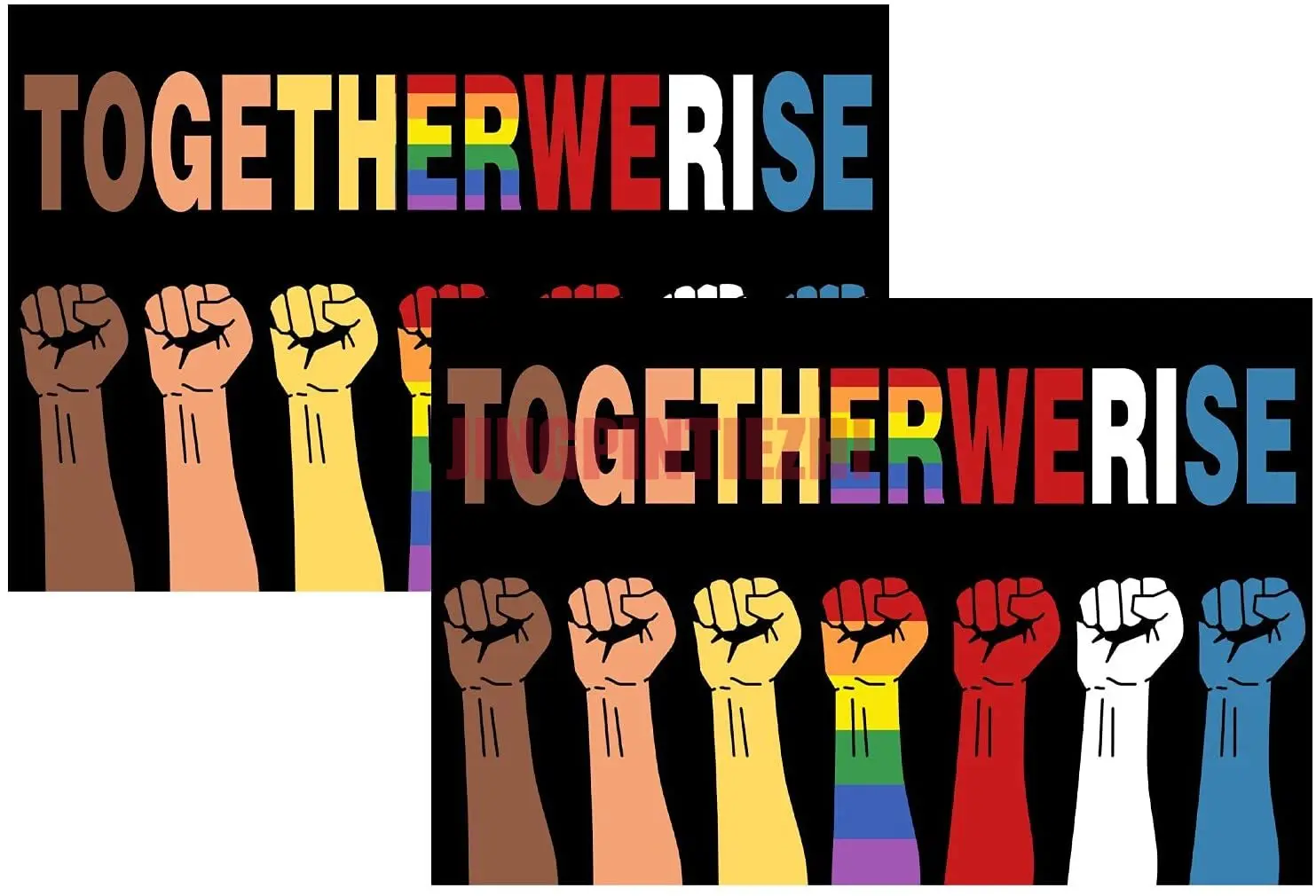 

2 X Creative Together We Rise Protest Bumper Sticker Decal, Suitable for Truck Car Laptop Bumper Window Waterproof Decal