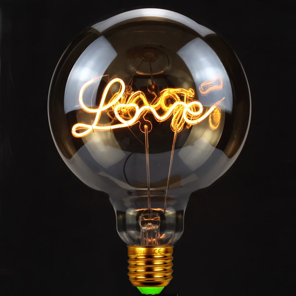 

Retro Lamp E27 Led Light Bulbs 220V Light Bulbs For Home Vintage Curved Filament Letters Golden Decor Lights