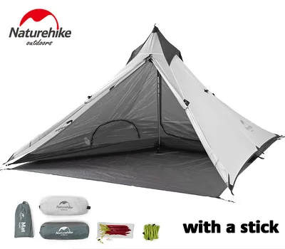Белый Naturehike shelter tent с Противоскользящий коврик Spire Tent light антитороидный дождь Кемпинг навесная палатка для путешествий - Цвет: Белый