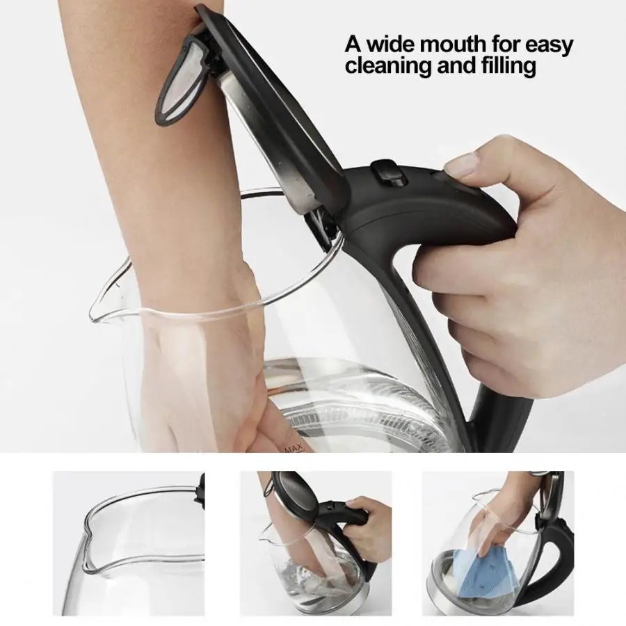 1.7л Электрический чайник стеклянный чайный нагреватель котел с Светодиодный