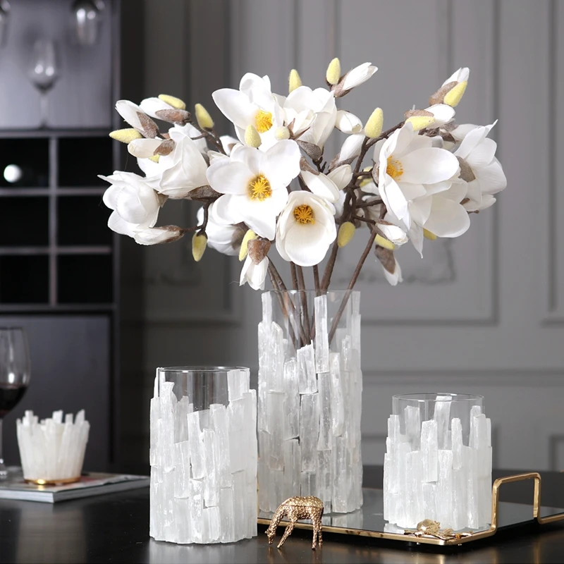 Стеклянная ваза для цветов Современная мозаичная белая осколок кристалла