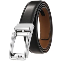 mens belt business formal real cowhide leather ratchet belt high quality metal automatic buckle for man