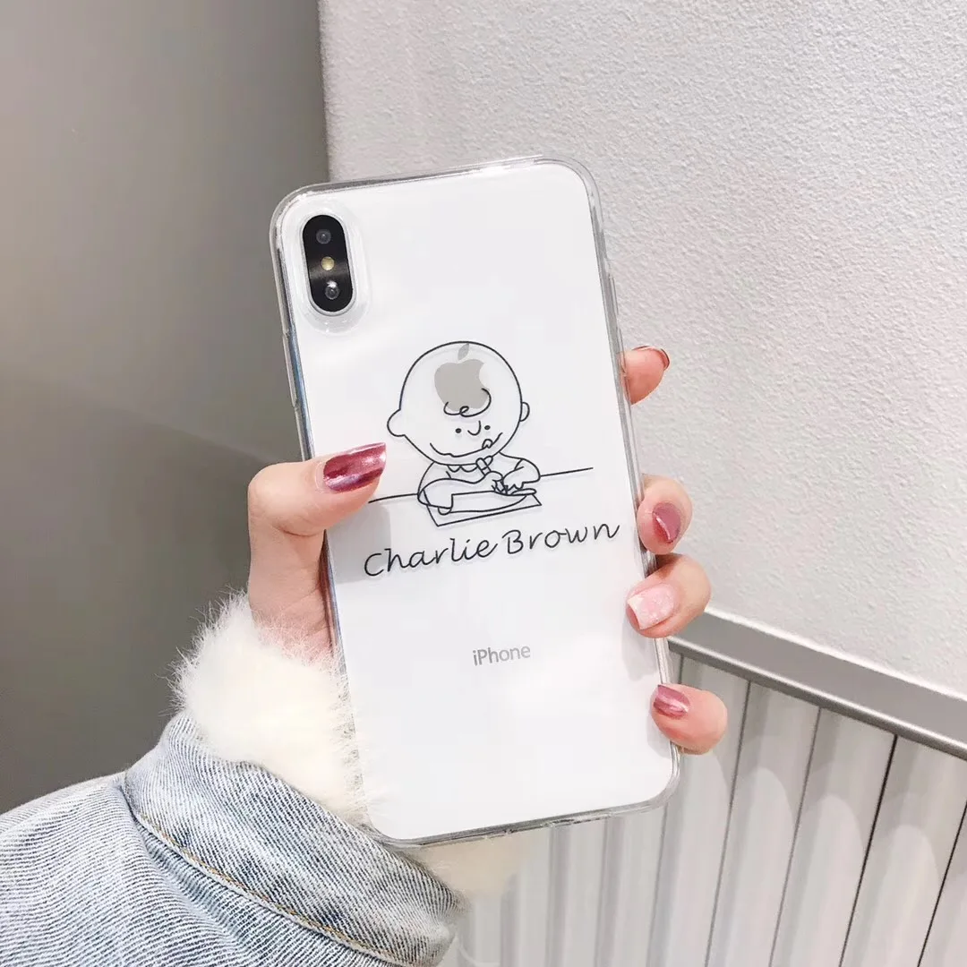 Japan cute cartoon boy Charlie Brown puppy phone case For iphone Xs MAX XR X 6 6s 7 8 plus Couple clear soft TPU back cover Capa |