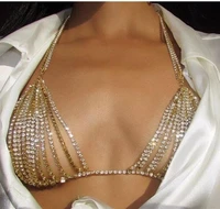 full rhinestone bras body jewelry multilayer chain sexy woman exclusive shining diamond fashion beach nightclub dj bikini chain