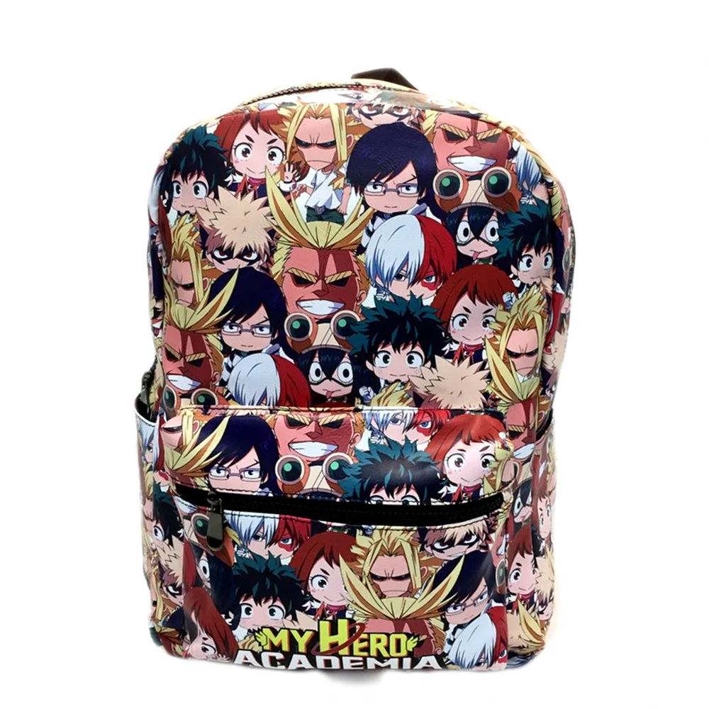 

My Hero Academia Pu Backpack Student School Bag Zipper Packsack Unisex Mochila Teenager Shoulders Bag Casual Travel Laptop Bag