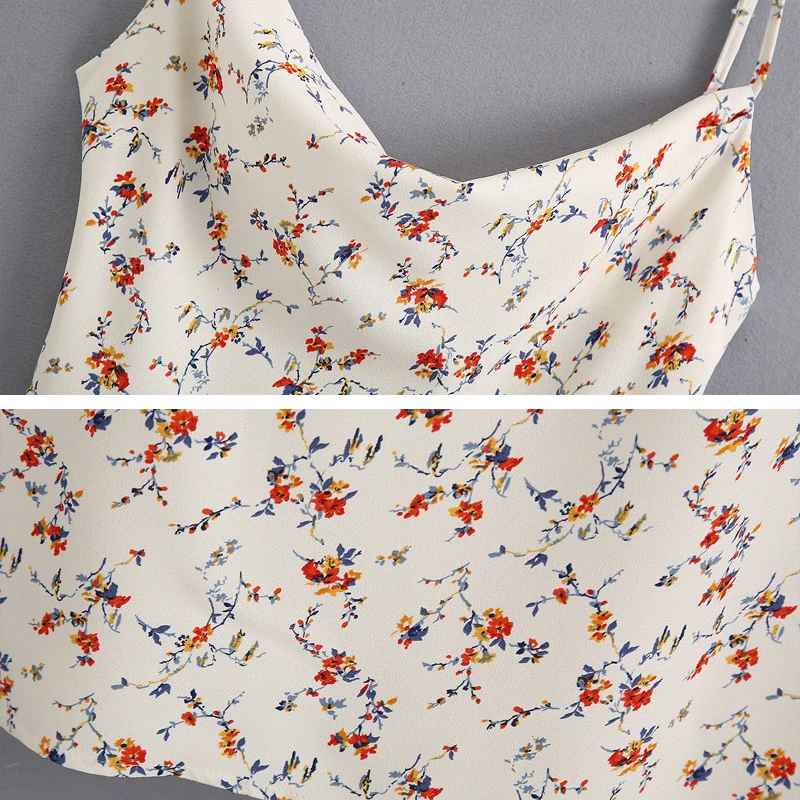 

2020 Summer Women V-neck Long Dress Sexy Backless Spaghetti Strap Party Dress Vintage White Floral print midi Dress INKEO 9D233