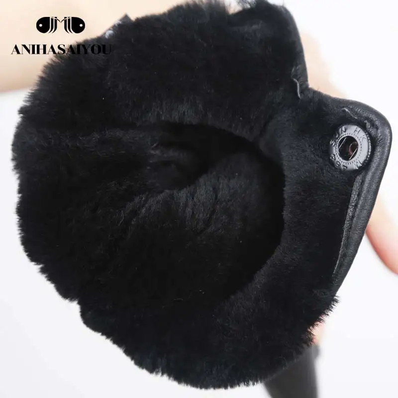 Простые мужские зимние перчатки с подкладкой из утолщенной натуральной шерсти