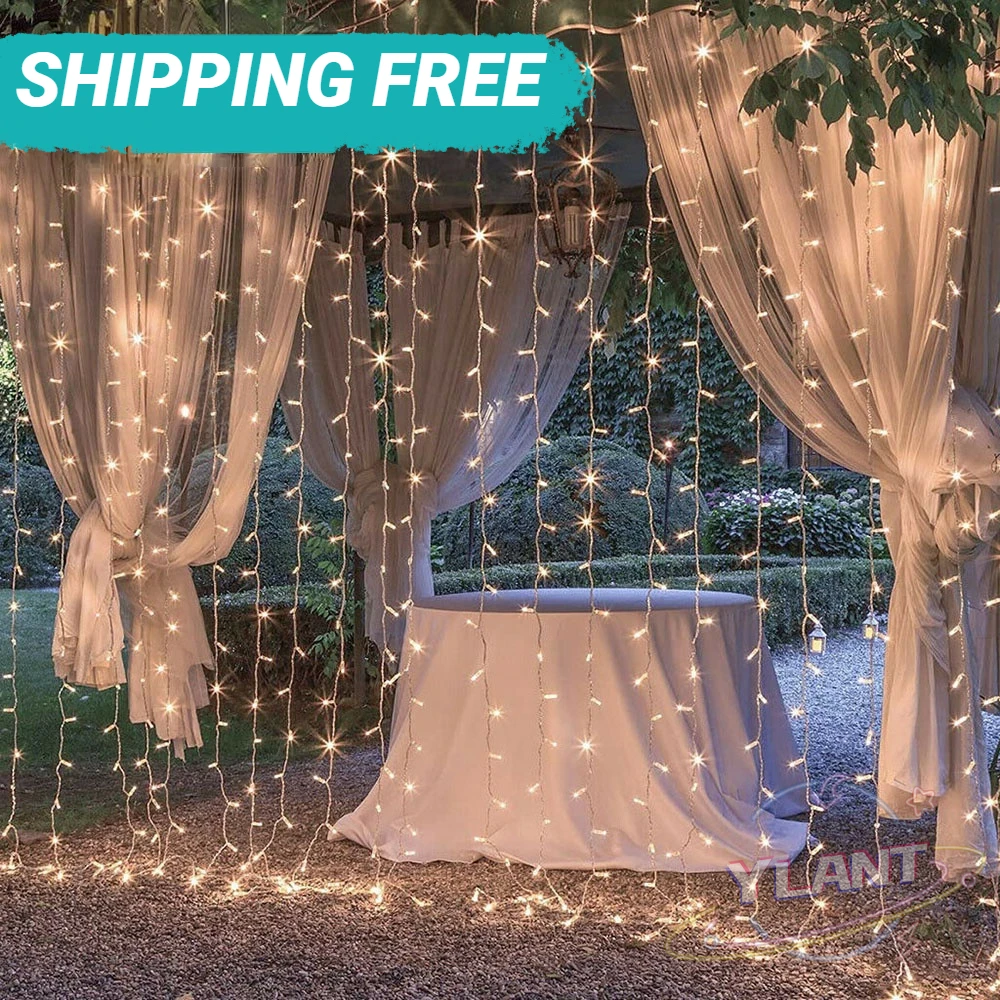 

3Mx3M 6M x 3M 600 LED Home Outdoor Holiday Christmas Decorative Wedding xmas String Fairy Curtain Garlands Strip Party Lights