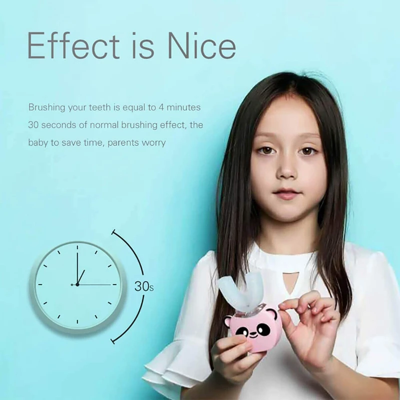 Детская автоматическая электрическая зубная щетка 360 ° круглый очищающий