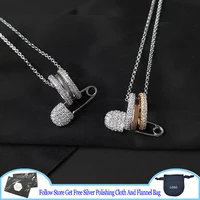 s925 sterling silver necklace baby xl multicolor safety pin adjustable necklace shiny lover gift with logo luxury brand jewelry