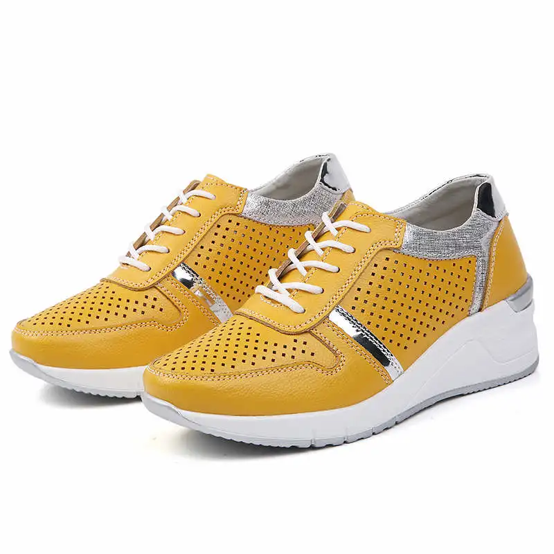 

Breathable Women's Sports Shoes for Women 2020 Genuine Leather Lightweight Plus Size High Quality Running Shoes Woman Lace-up L5