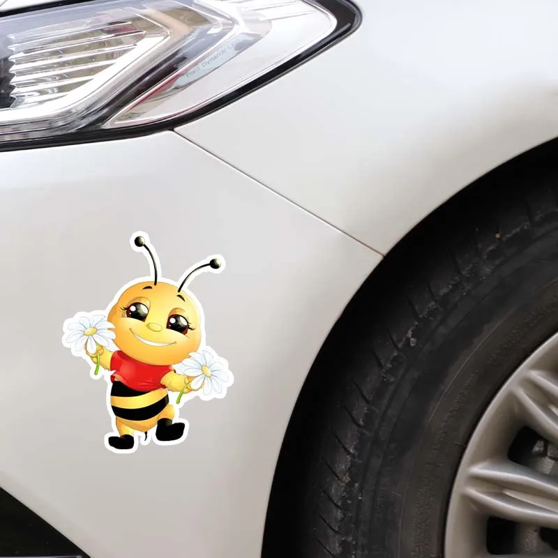 

14CM*18.2CM A Happy Little Bee PVC Originality Car Sticker Decal 12-300560