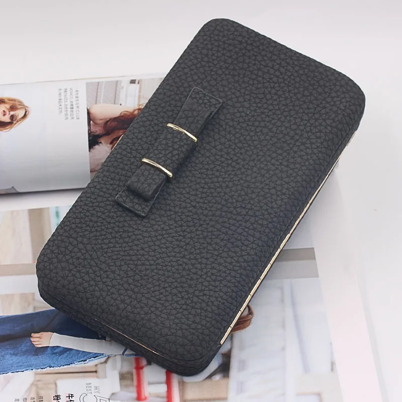 

Lunch Box Mobile Phone Bag Lychee Pattern Buckle Ladies Hand Bag Multi-Function Mobile Phone Credit Card Wallet