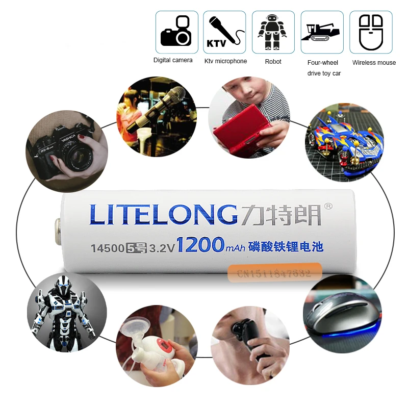 4 шт./лот 3 2 В LiFePO4 14500 перезаряжаемая батарея для камеры 1200 мАч с