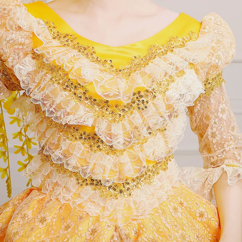 

19th Century Southern Belle Dress Carnivale Princess Gown Rococo Yellow Masquerade Gowns