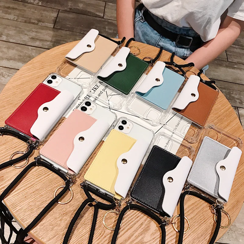 Прозрачный мягкий чехол с ремешком через плечо для Xiaomi Redmi Note 8 Mi 9 SE 9T 10 A1 A2 A3 Lite 5X 6X