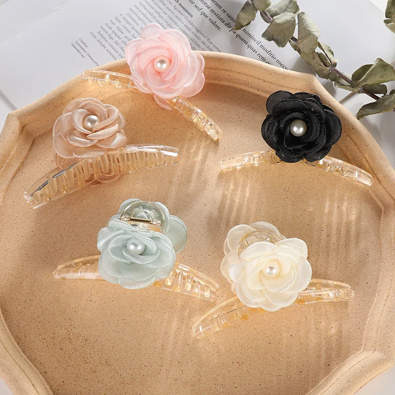 

Заколка для волос женская с бусинами, модный зажим для волос с цветами, аксессуар для волос