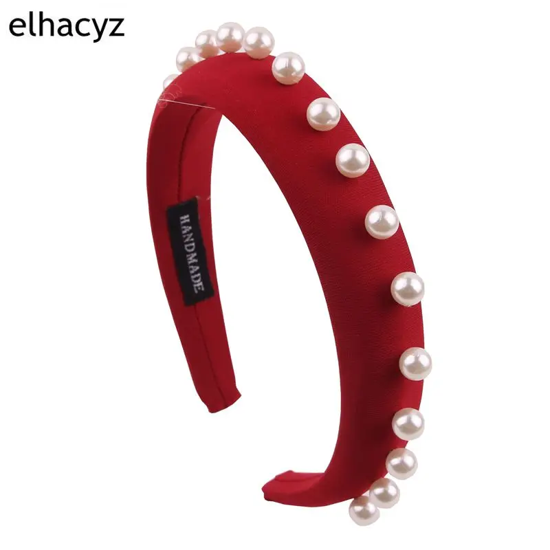 Ободок для волос с жемчугом Женский широкая элегантная повязка на голову