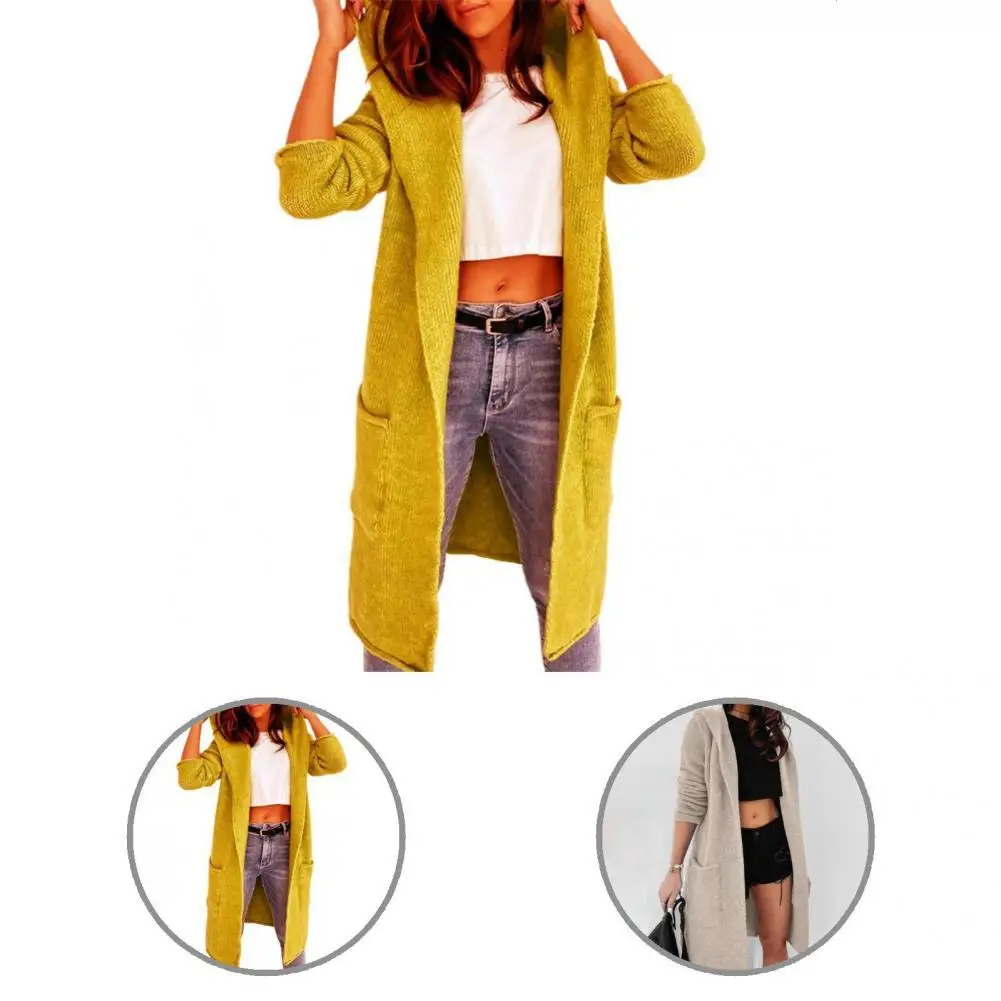 

Skin-friendly Fashion Hooded Pockets Sweater Cardigan Simple Knitted Cardigan Warm Streetwear