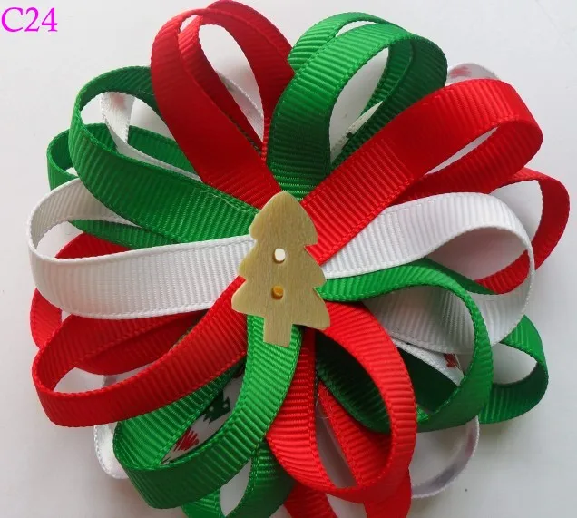 Бесплатная доставка-A 30 шт. рождественские банты для волос с перьями конфетный