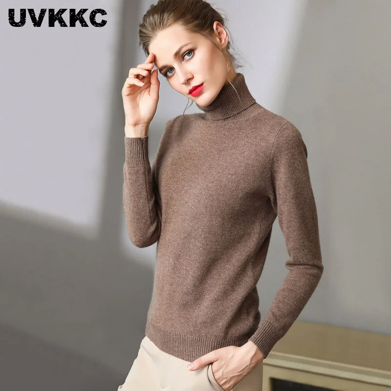 Женский свитер Uvkkc сезон осень-зима 2020 эластичные свитера с высоким воротником