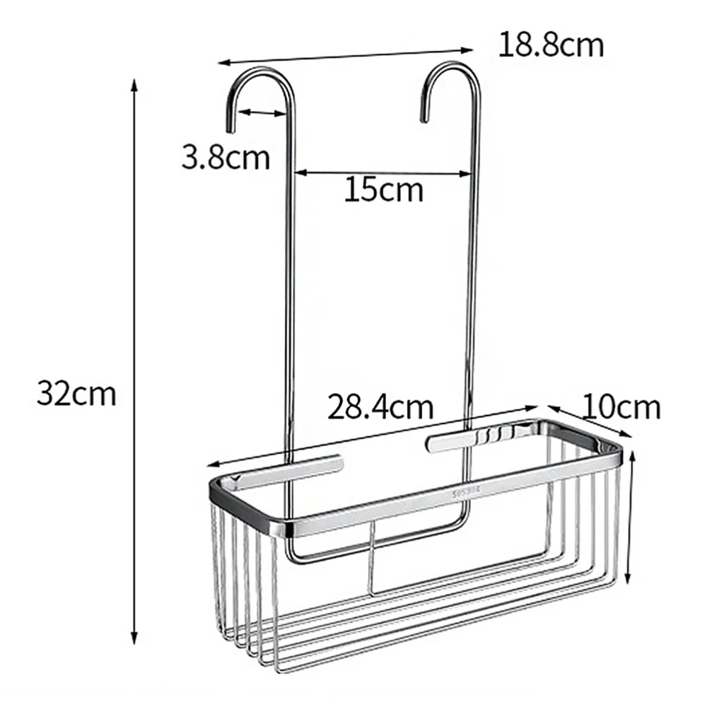 

1pc Stainless Steel Storage Rack Shower Rack Hanging Shelves Toiletries Display Holder for Toilet Bathroom Kitchen (Silver)
