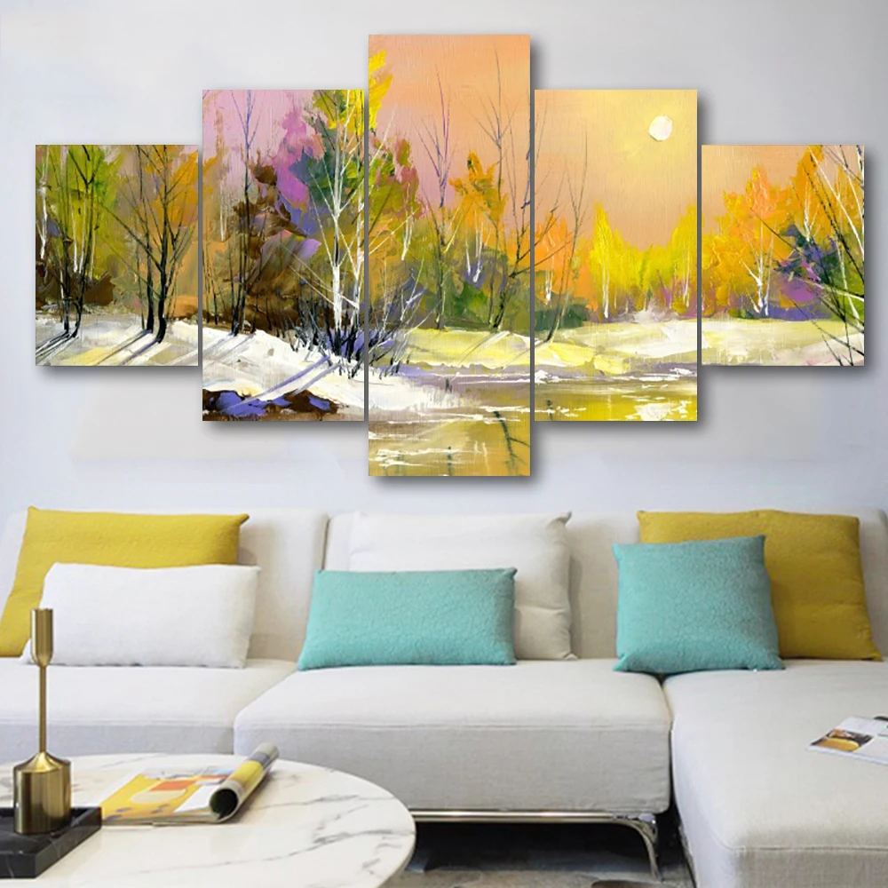 Laeacco теплые зимние солнечные картины на холсте украшение дома Настенные рисунки