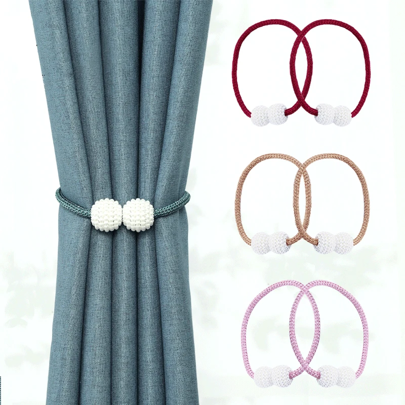 

Thick Rope Pearl Magnetic Buckle Simple Curtain Magnet Buckle, Magnetic Buckle Binding With Curtain Buckle Magnet Binding Rope