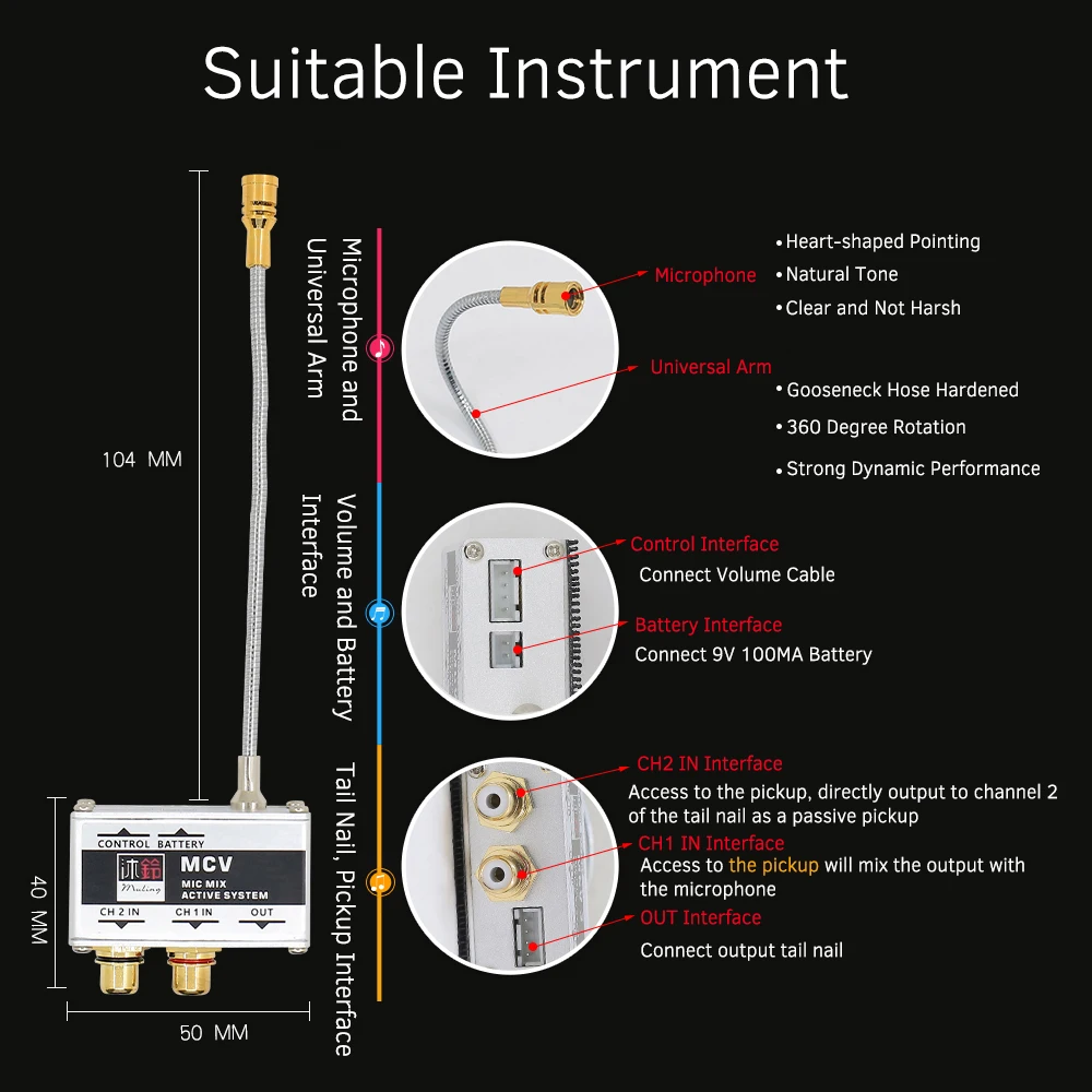 Акустическая гитара микрофон активный захват преобразователь для фольклорной