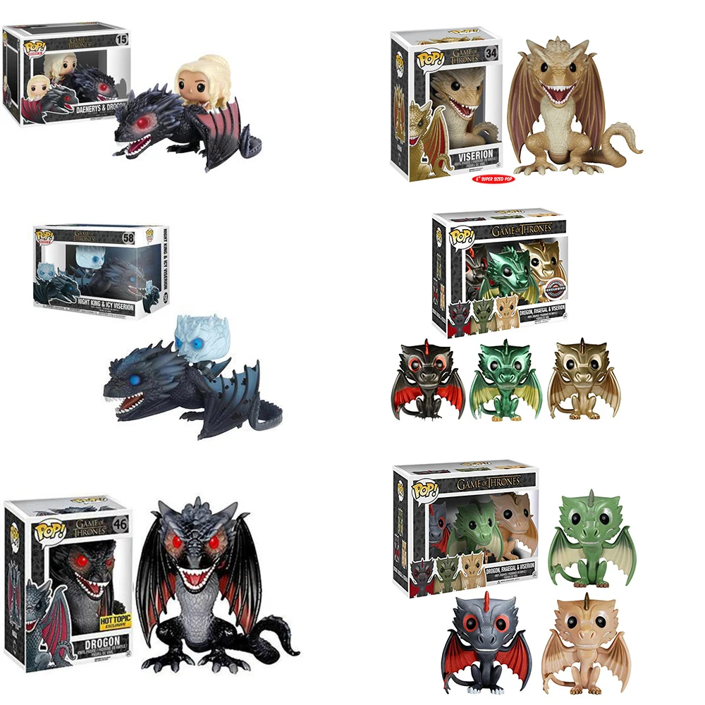 FUNKO POP Игра престолов коллекция моделей Игрушек DROGON VISERION RHAEGAL фигурки Куклы