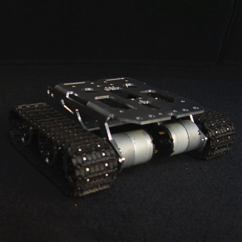 Черный амортизатор металла RC робот танк шасси комплект Мобильная платформа для