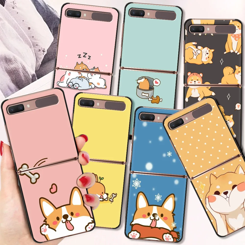 

Чехол Corgi с мультяшной собакой для Samsung Galaxy Z Flip 3 5G черный Жесткий ПК для Samsung Z Флип-телефон с диагональю 6,7 дюйма противоударный чехол