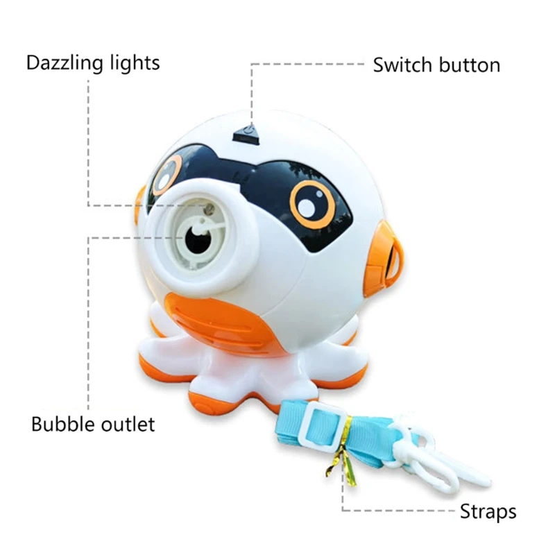 

1Set White/Yellow Octopus Bubble Toy Bubble Blowing Maker with Flashing Light & Music Interactive Outdoor Kit Beach Toy