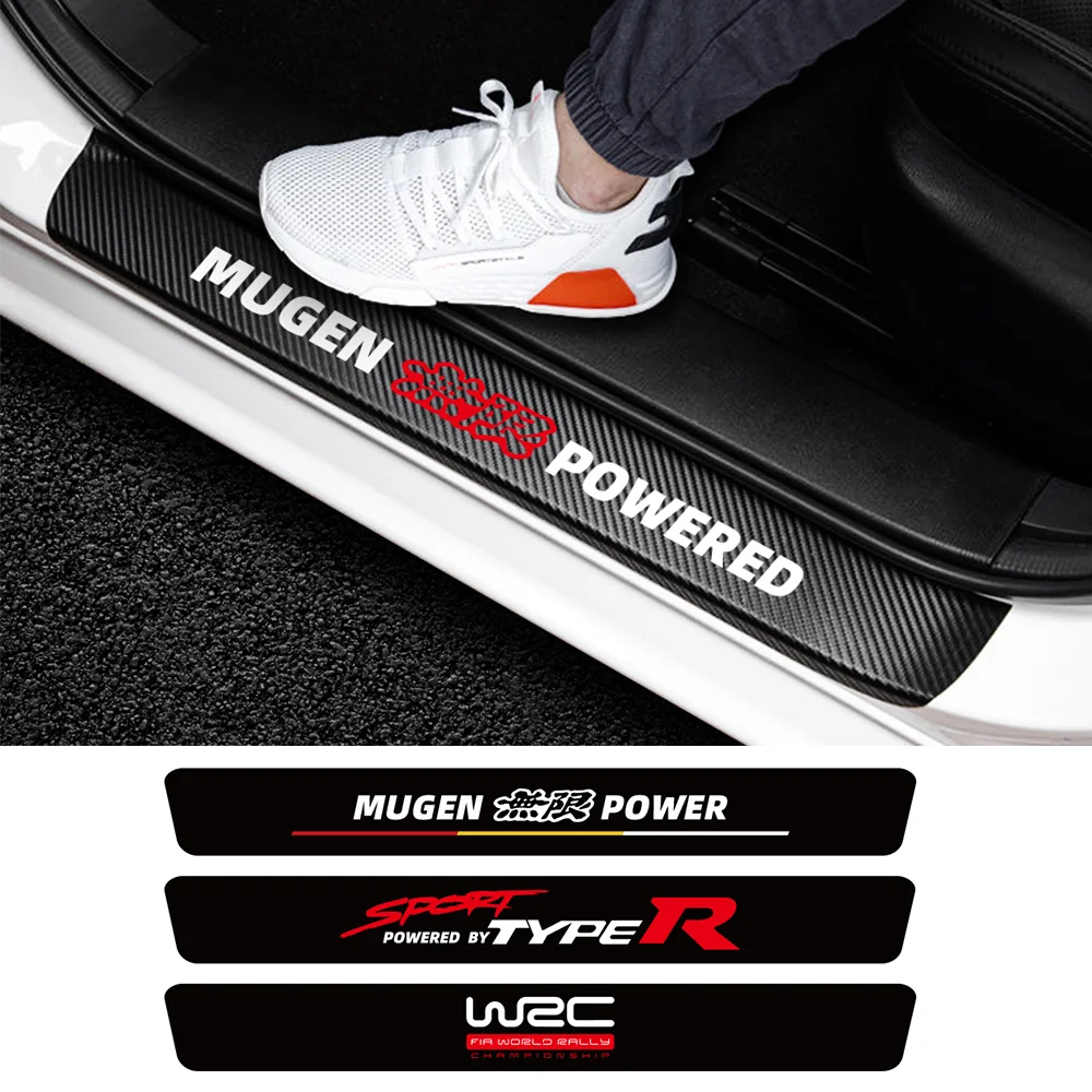 4 шт., Защитная Наклейка на порог автомобиля, из углеродного волокна