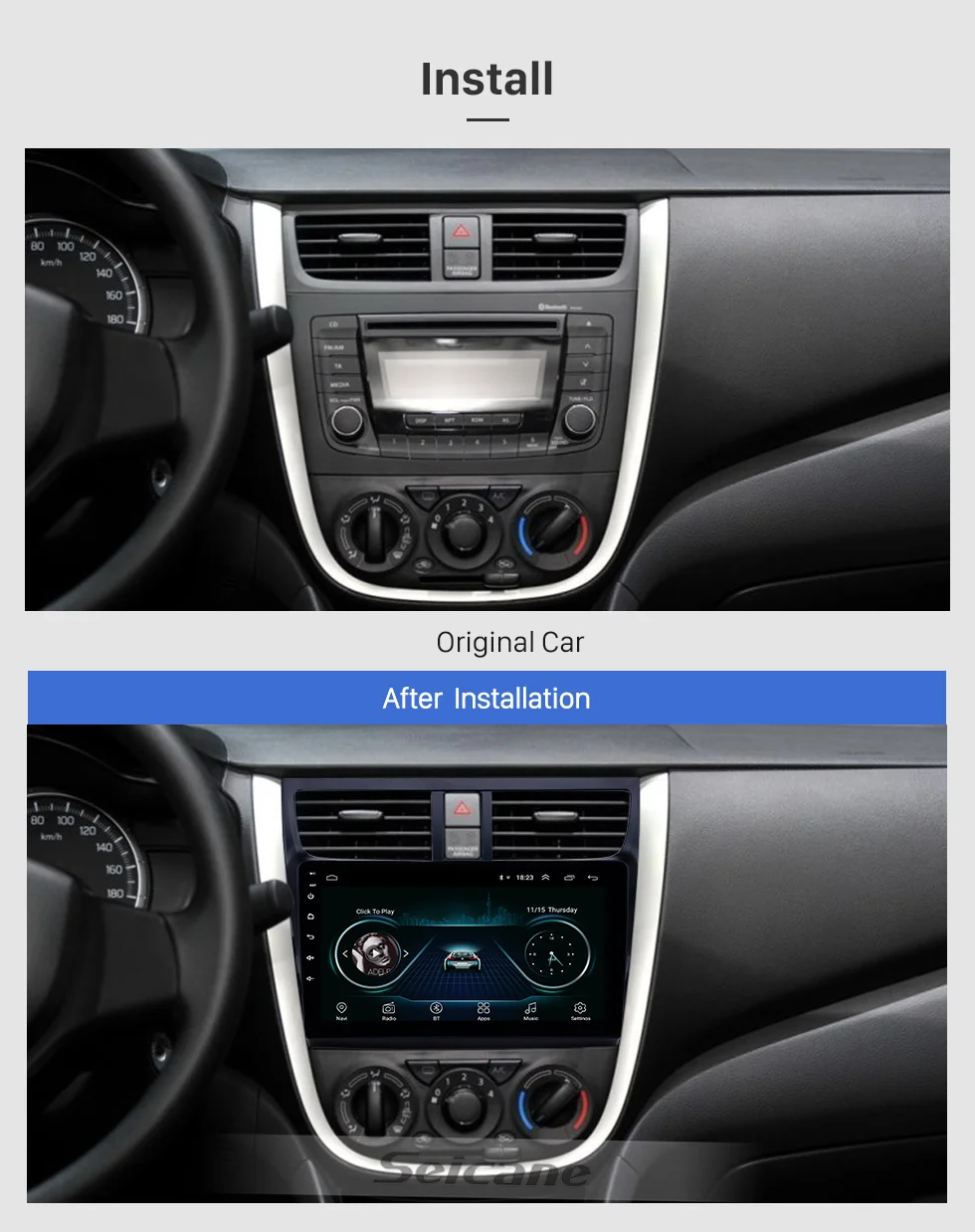 Seicane для- Suzuki Celerio Android 8,1 HD сенсорный экран 9 дюймов головное устройство Автомобильный gps радио с поддержкой AUX OBD2 SWC Carplay