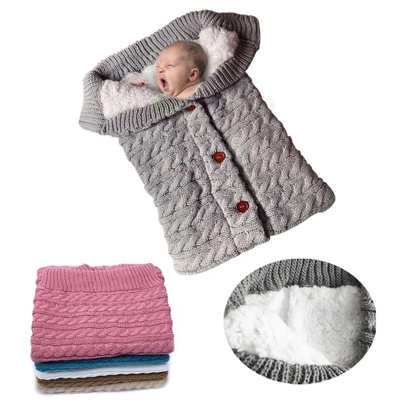 Осенне-зимний детский спальный мешок для коляски вязаный на пуговицах улицы