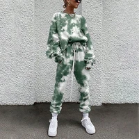 tie dye loose tracksuits lounge wear women casual two piece set spring street t shirt tops and jogger suit sets oversized